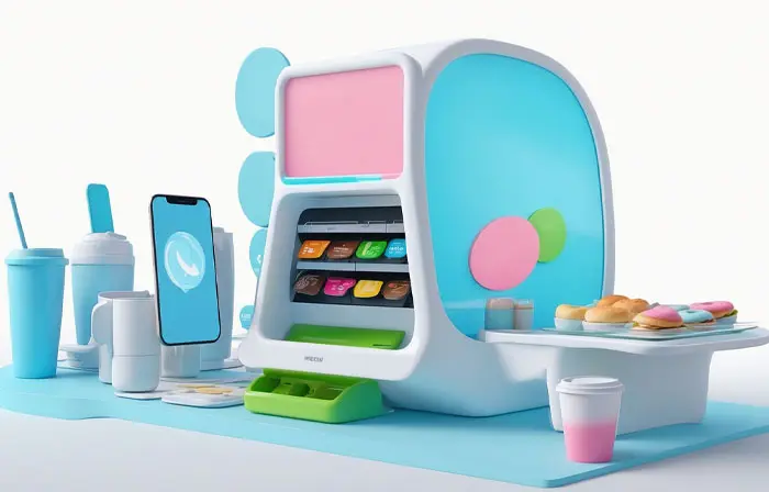 Cartoon Vending Machines 3D Style Illustration